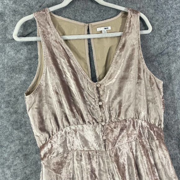 Amuse Society Velvet Jumpsuit Large Pink Wide Leg V-Neck Night And Daze Jumper - Picture 5 of 15